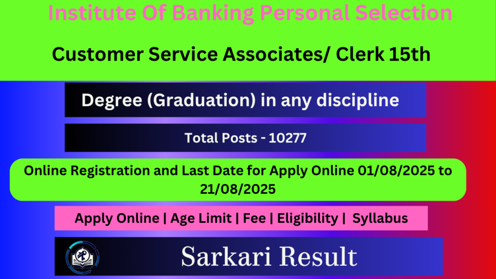 Ibps Clerk 15th recruitment